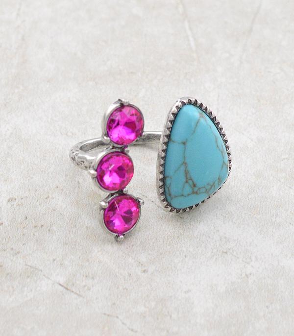 Crystal Turquoise Cuff Ring