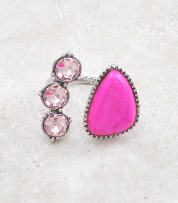 Crystal Turquoise Cuff Ring