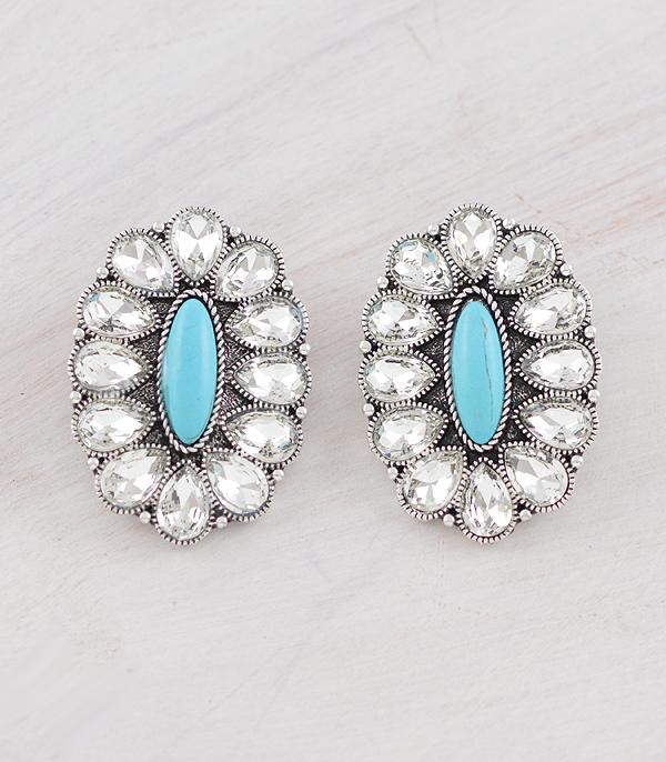 Large Crystal Concho Earrings