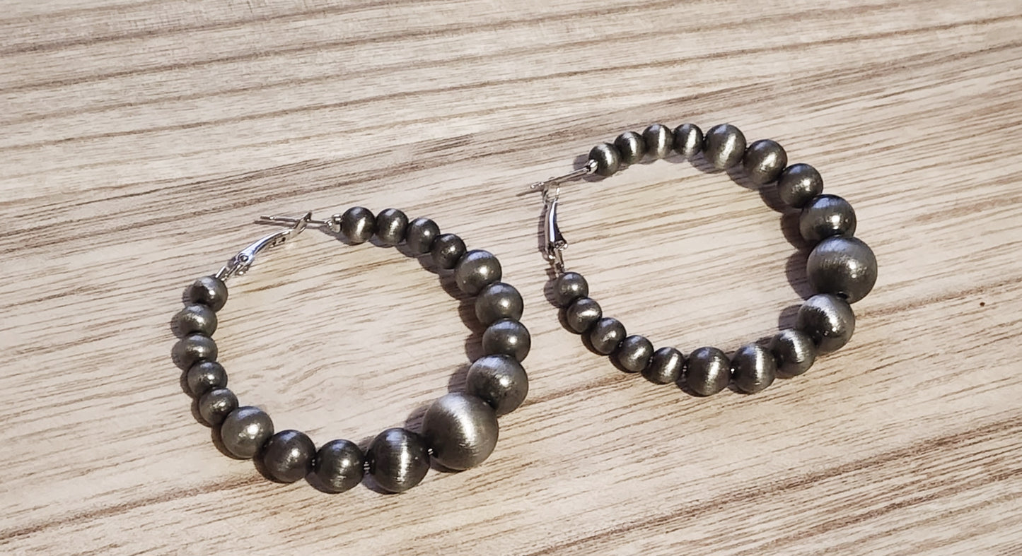 Large Beaded Faux Pearl Hoops