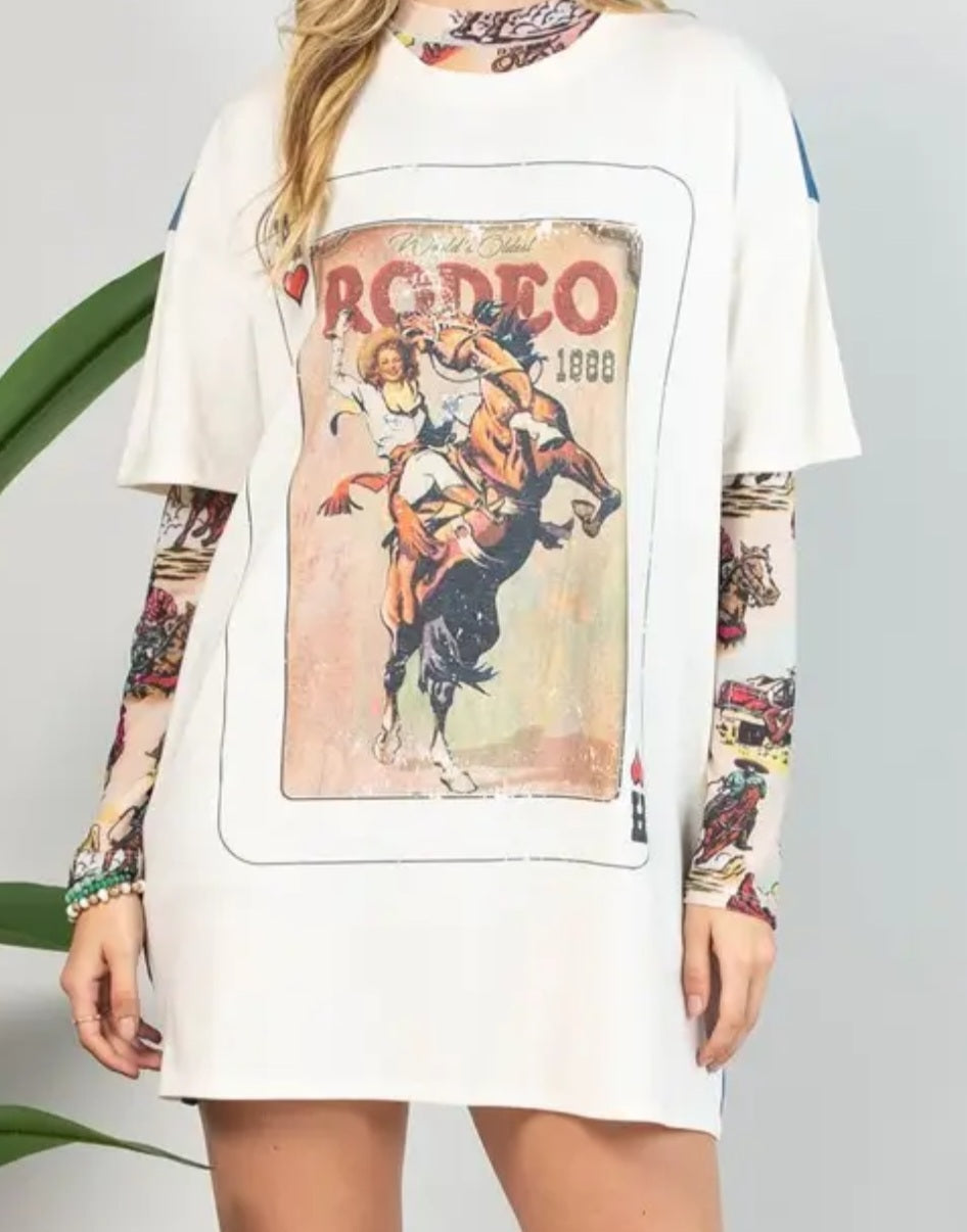 Cowboy Print Mesh Top