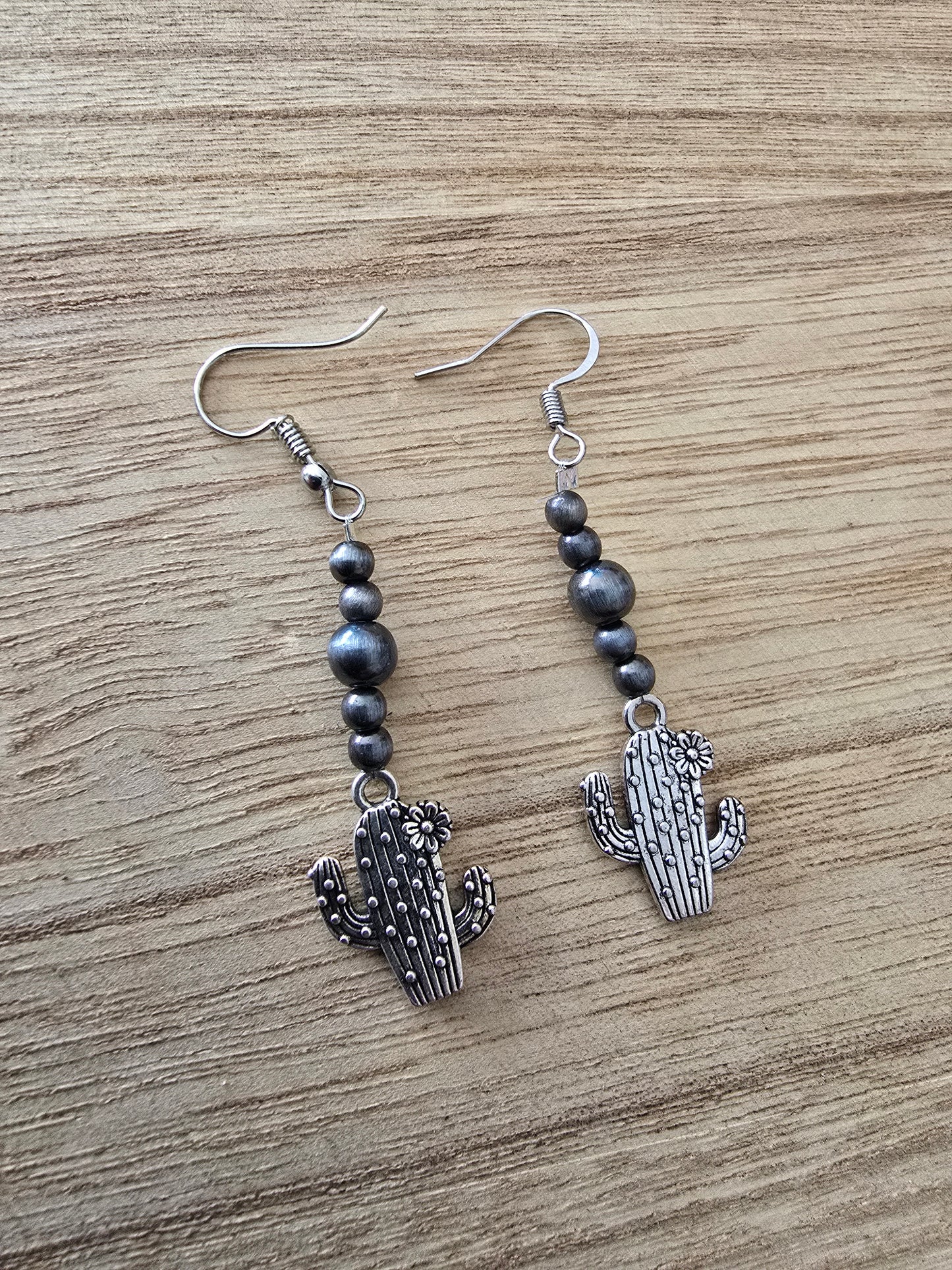 Pearl Cactus Charm Earrings