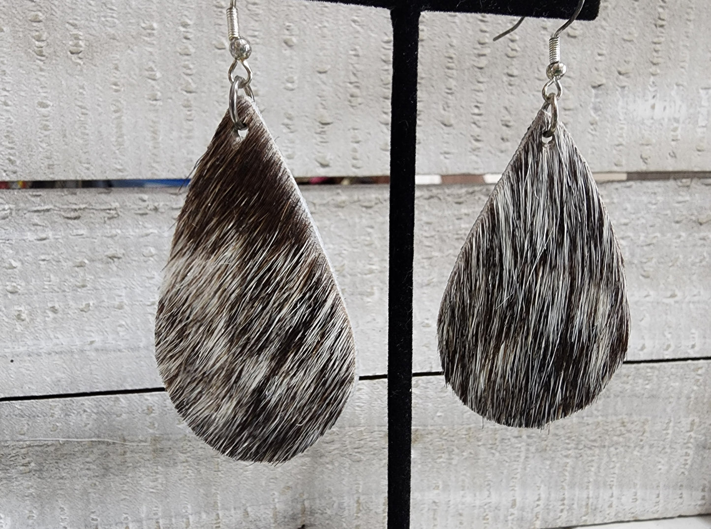 Cowhide Teardrop Earrings