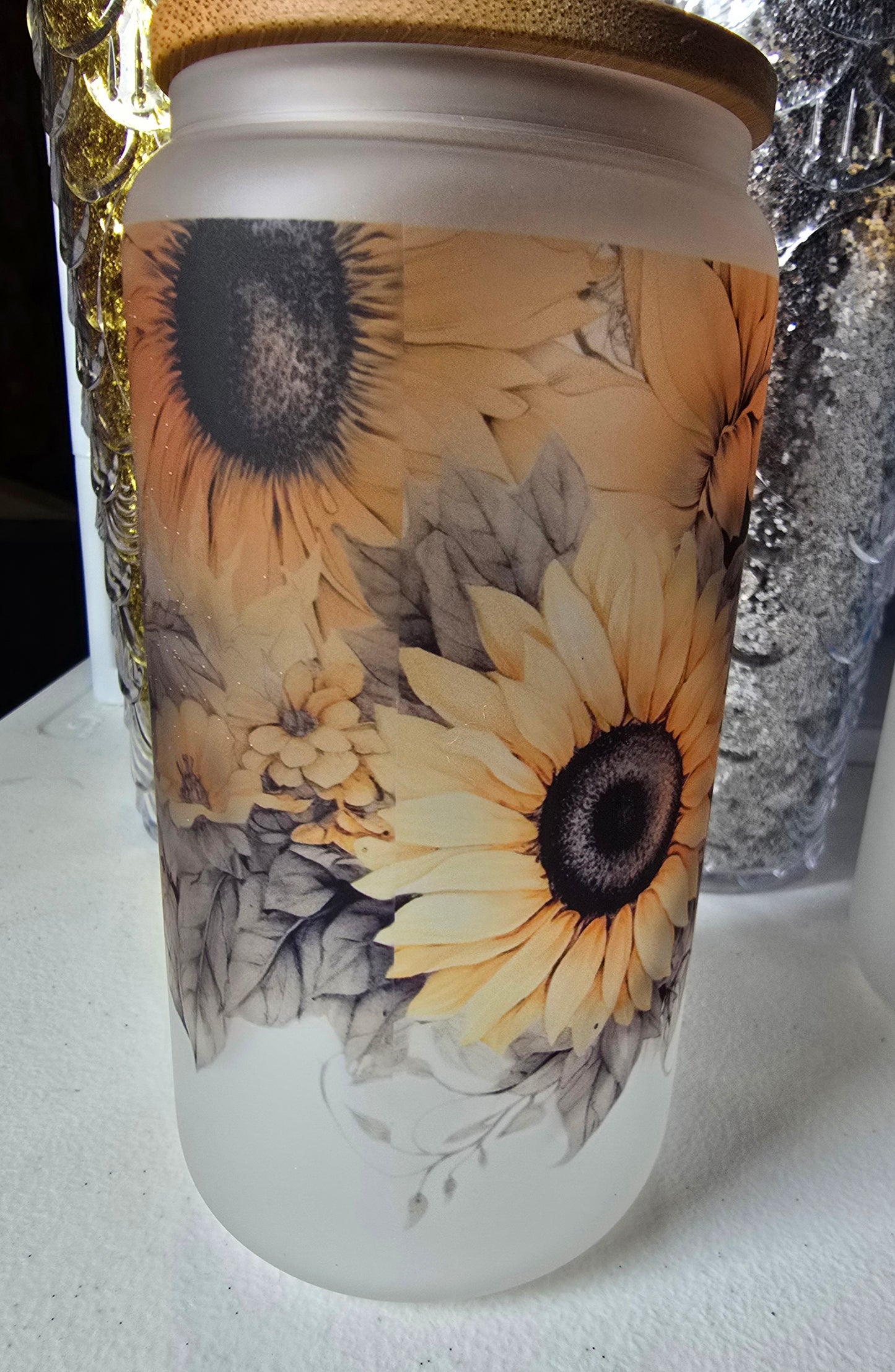 Skull & Sunflower Glass Cup