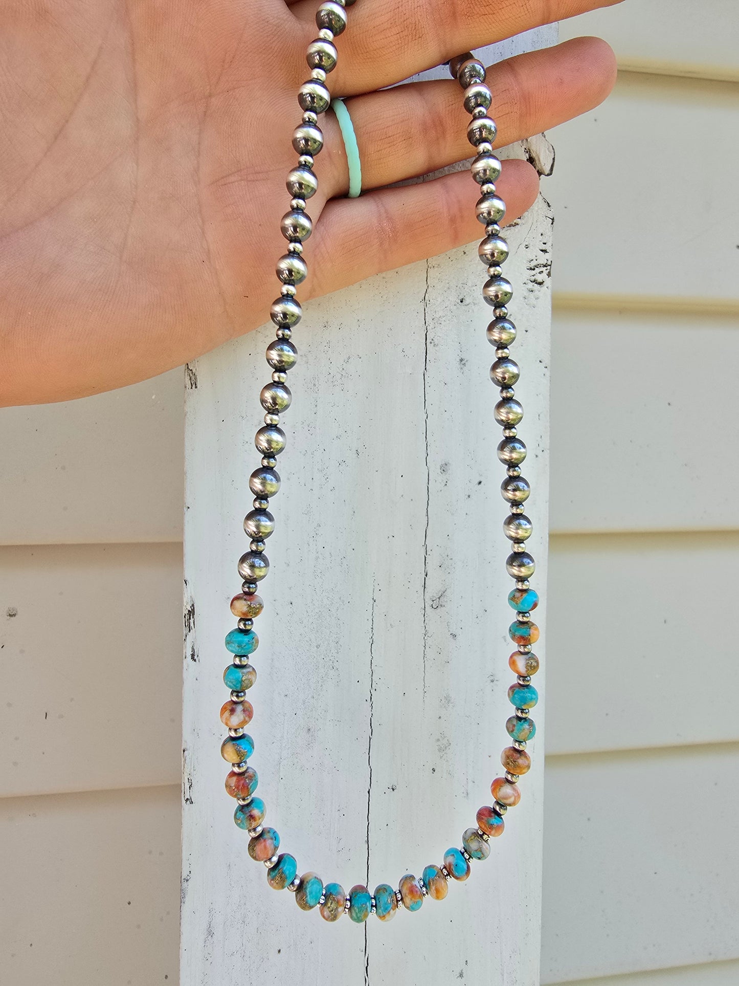 Spiny Turquoise & Pearl Necklace