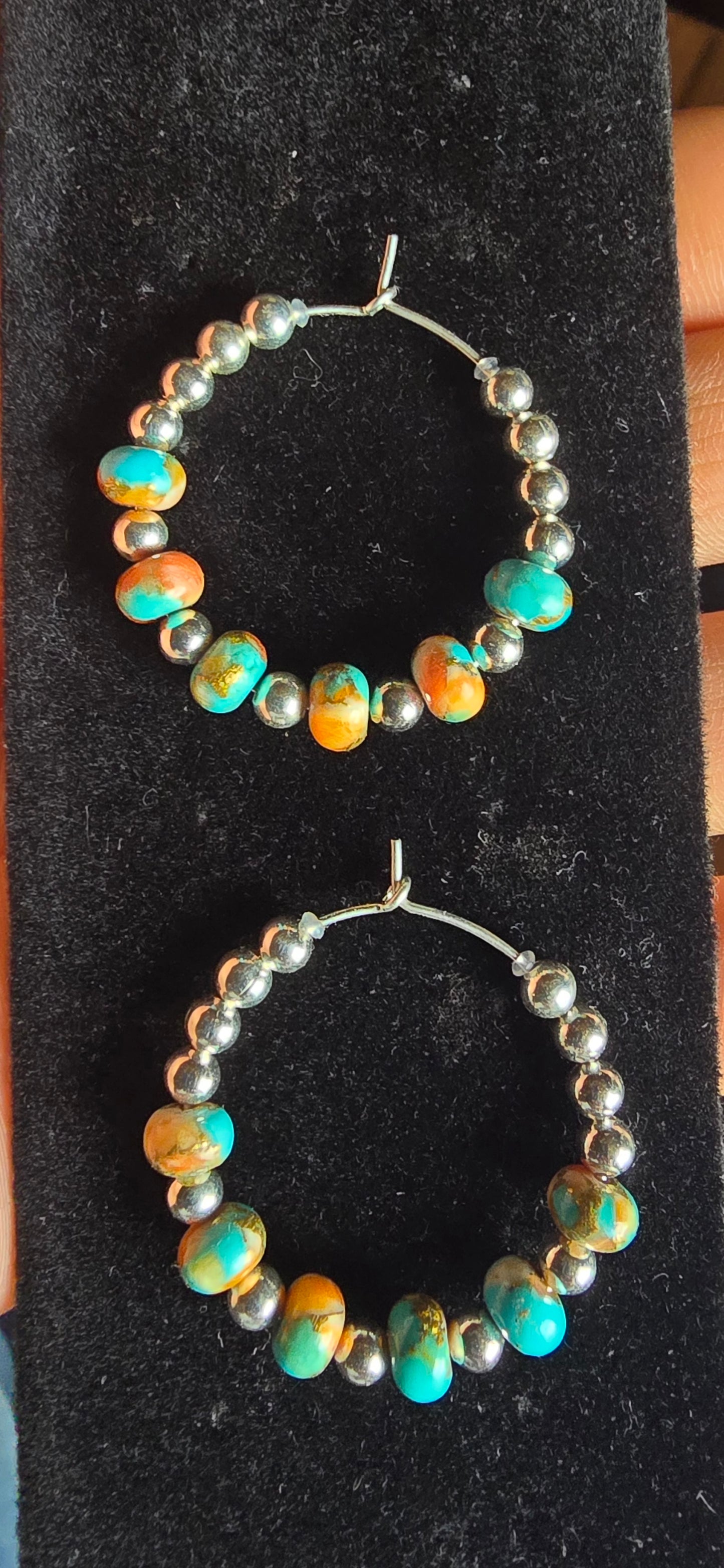 Silver & Spiny Turquoise Hoops