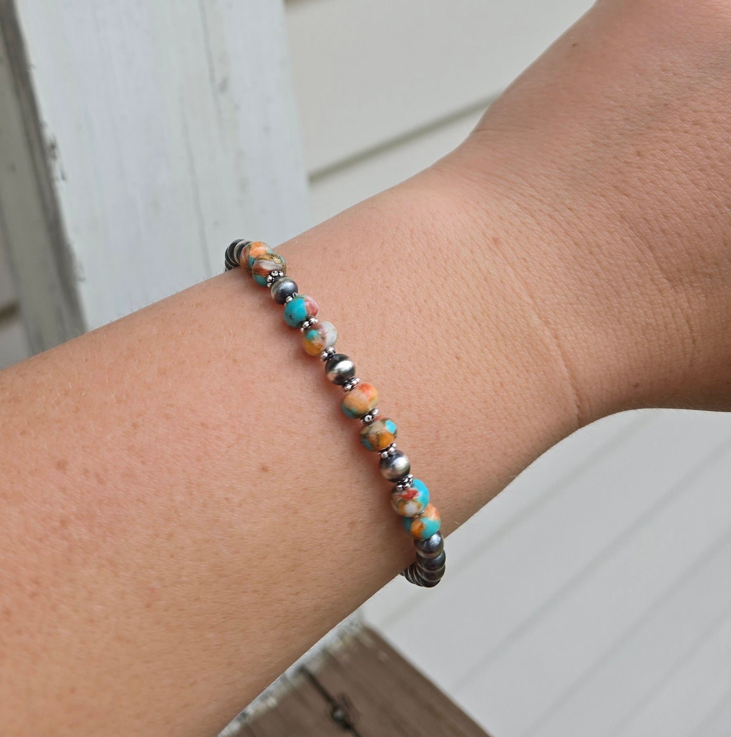 Spiny Turquoise & Pearl Bracelet