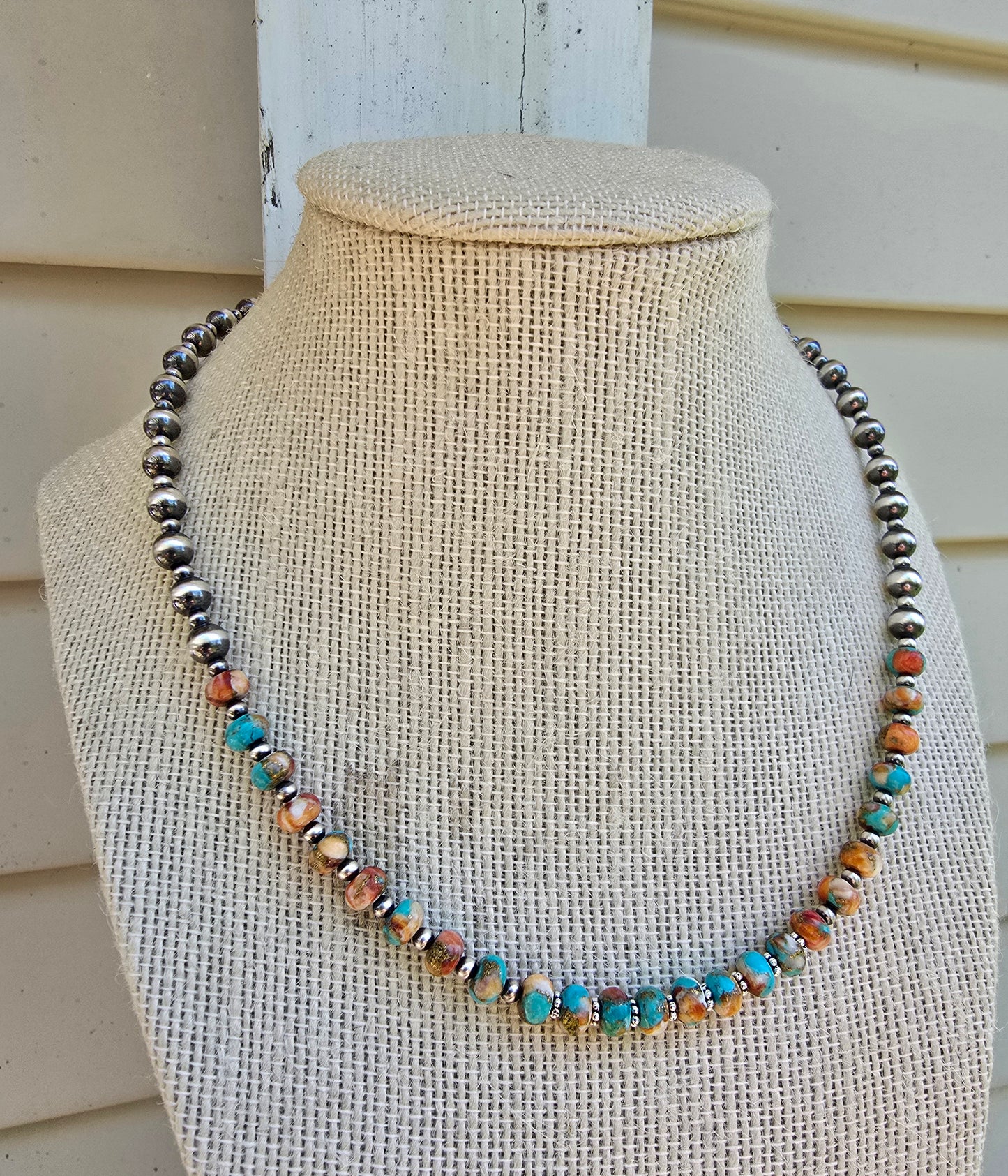 Spiny Turquoise & Pearl Necklace