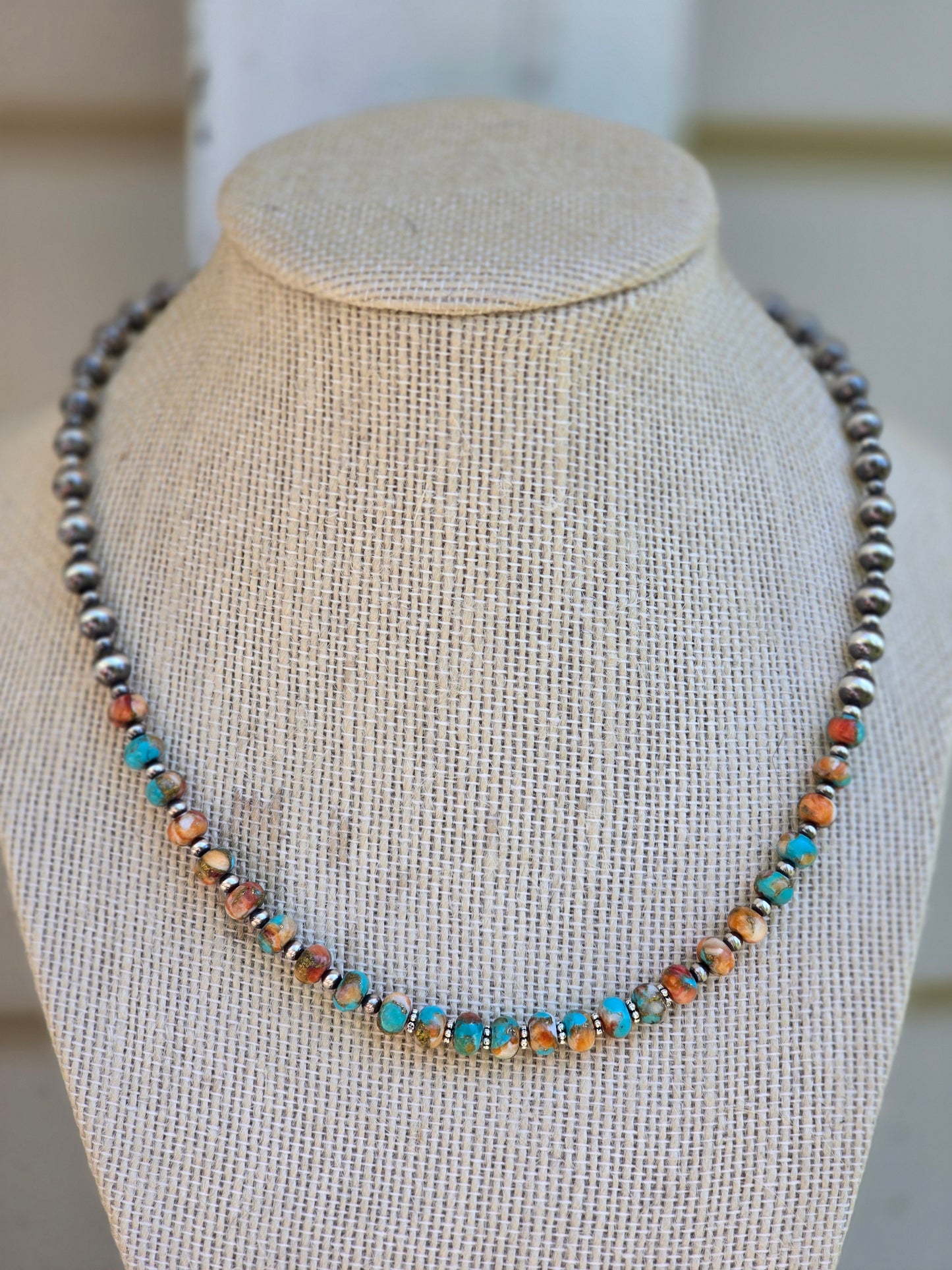 Spiny Turquoise & Pearl Necklace