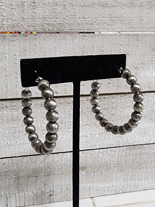 Faux Pearl Hoop Earrings