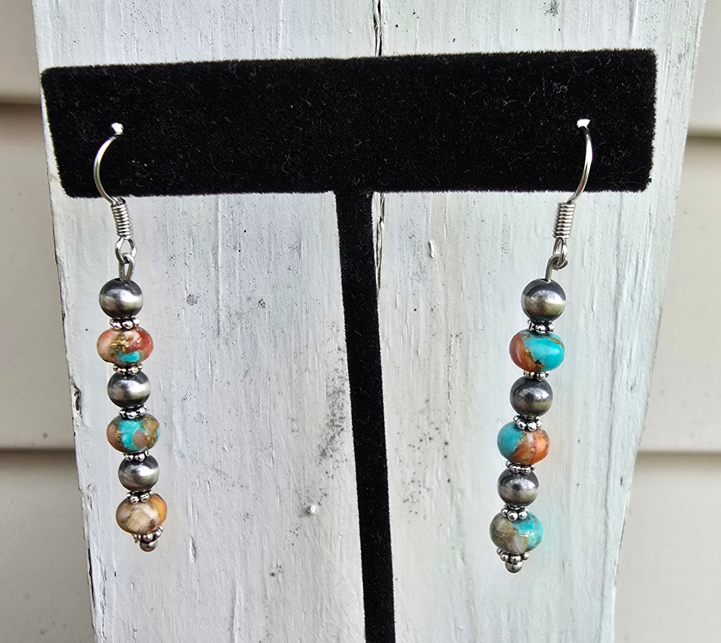 Spiny Oyster Turquoise Drop Earrings