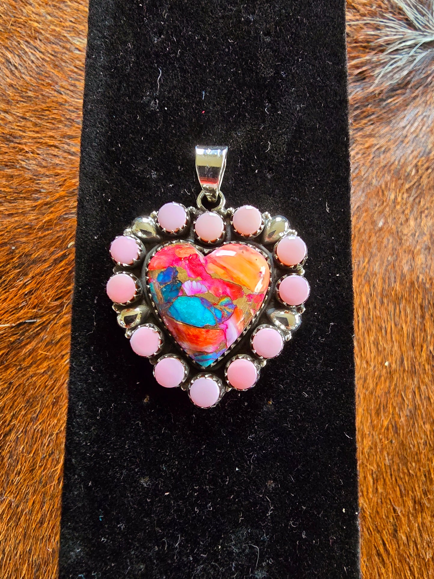 Pink Dahlia Heart Pendant