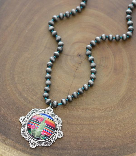 Cactus Glass Pendant Necklace