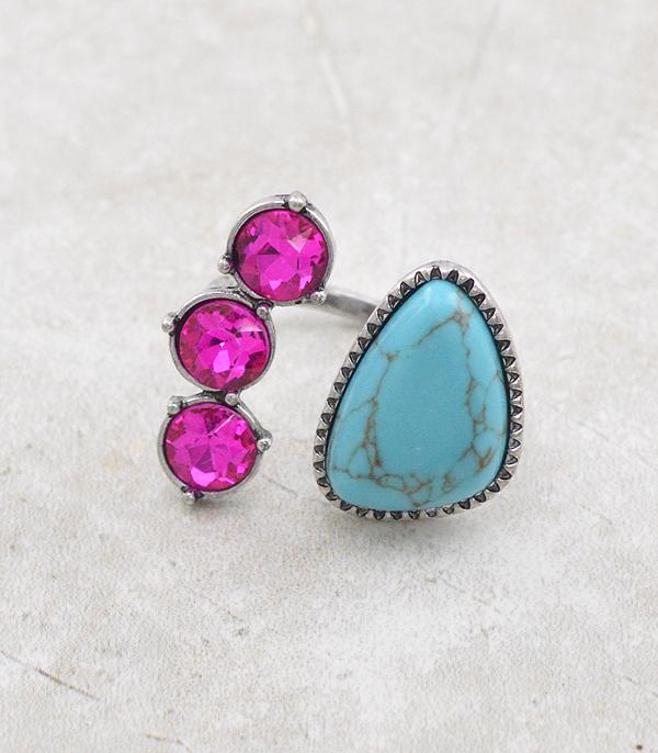 Crystal Turquoise Cuff Ring