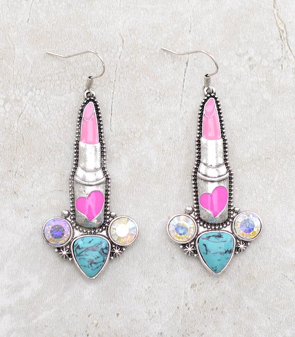 Pink Lipstick Earrings