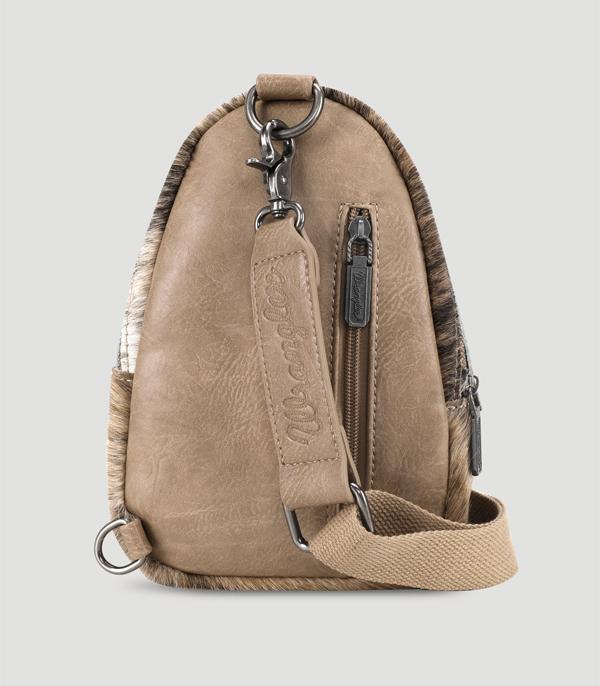 Wrangler Khaki Cowhide Sling Bag