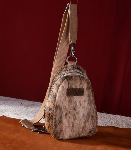 Wrangler Khaki Cowhide Sling Bag