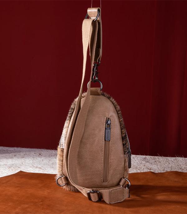 Wrangler Khaki Cowhide Sling Bag