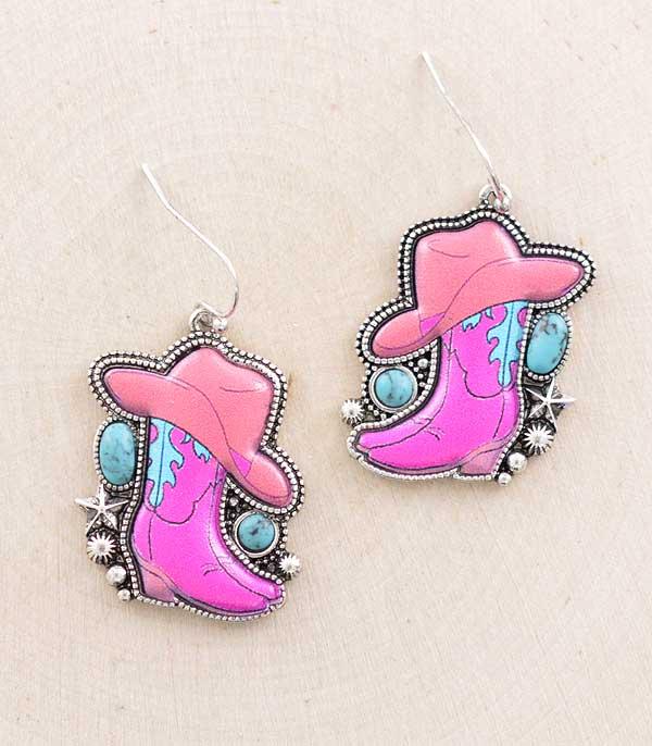 Pink Cowgirl Boots Earrings