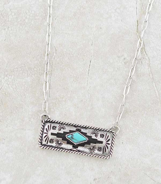 Aztec Design Bar Necklace