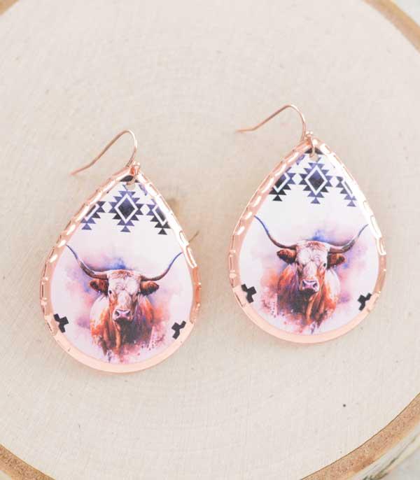 Longhorn Cow Earrings