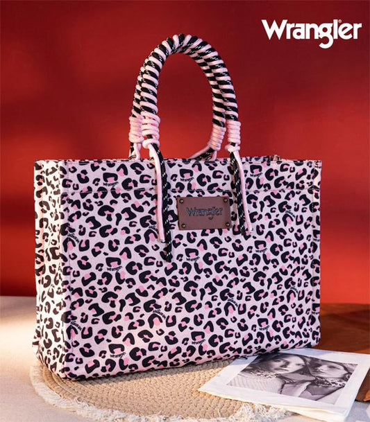 Wrangler Pink Cheetah Canvas Tote