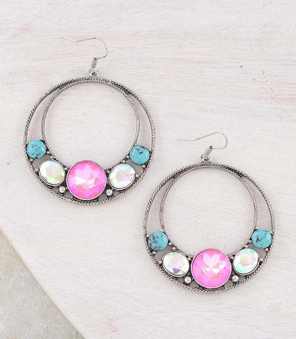 Crystal Hoop Dangle Earrings