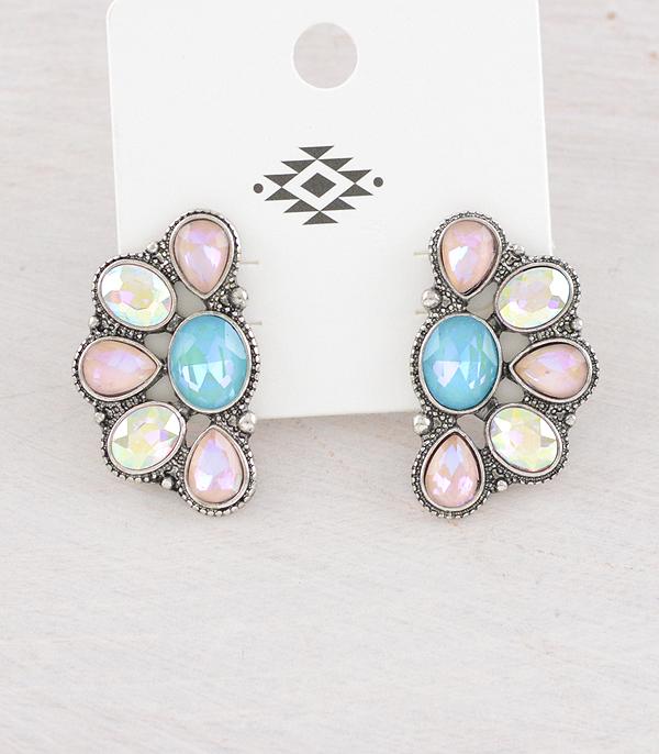 Half Concho Crystal Earrings