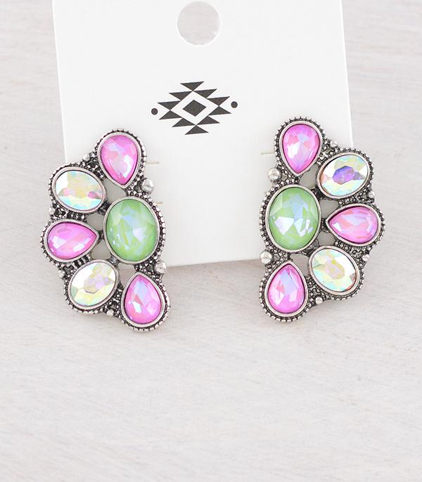 Half Concho Crystal Earrings