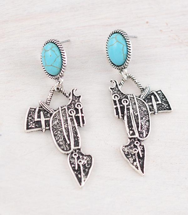 Silver Saddle Dangle Earrings