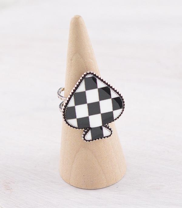 Checkered Spade Ring