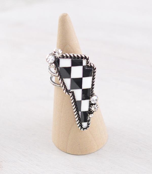 Checkered Lightning Ring