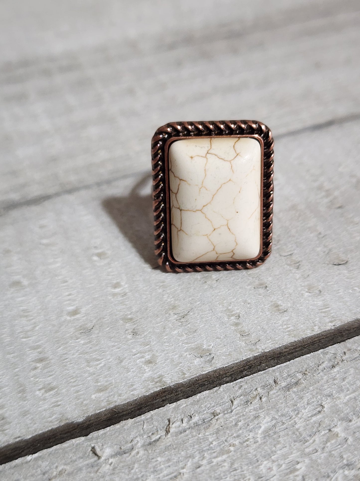 Bronze White Stone Ring