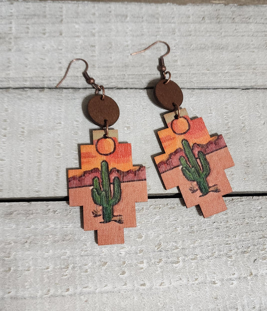 Cactus Wood Earrings