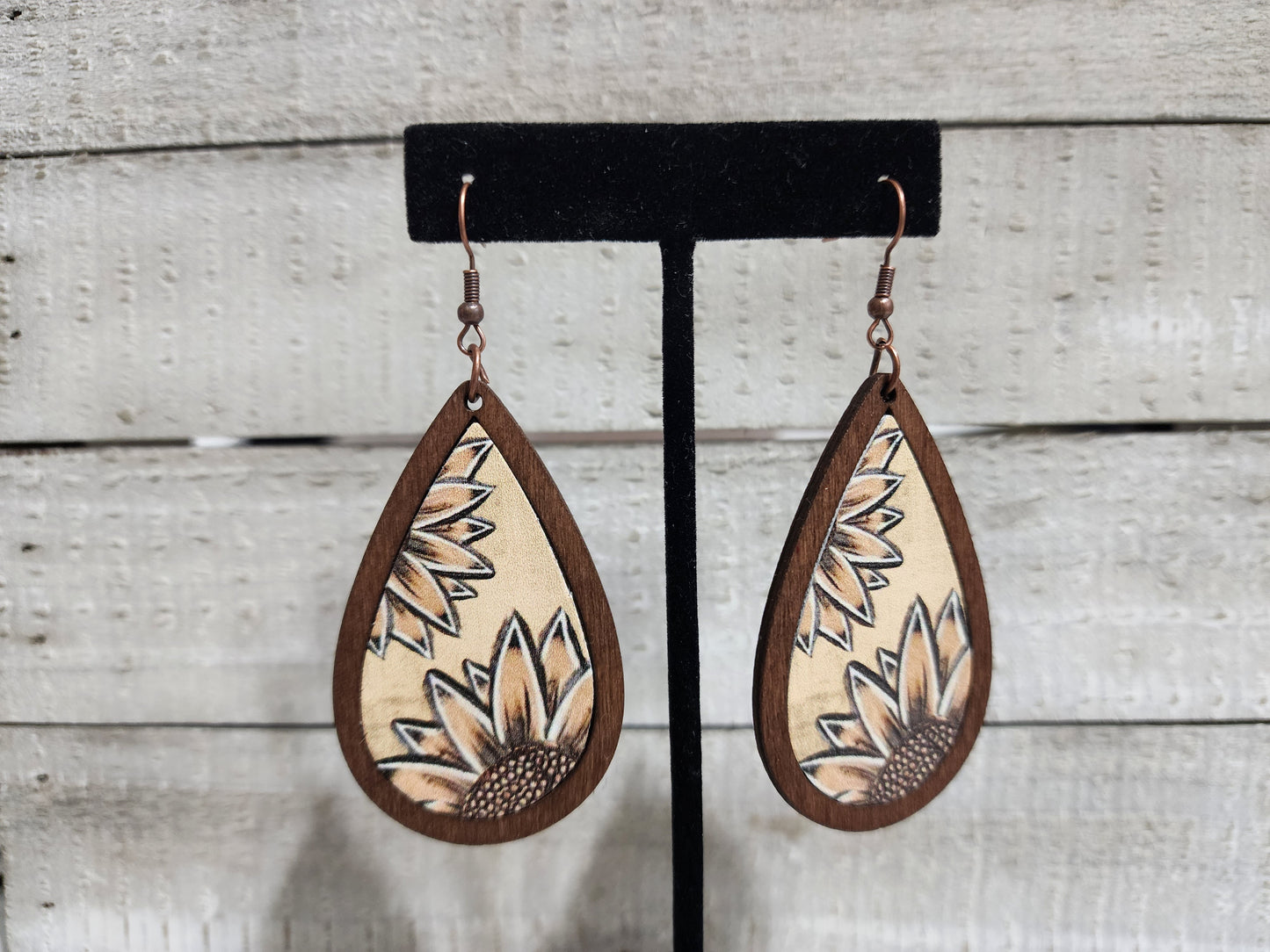 Sunflower Wood Earrings