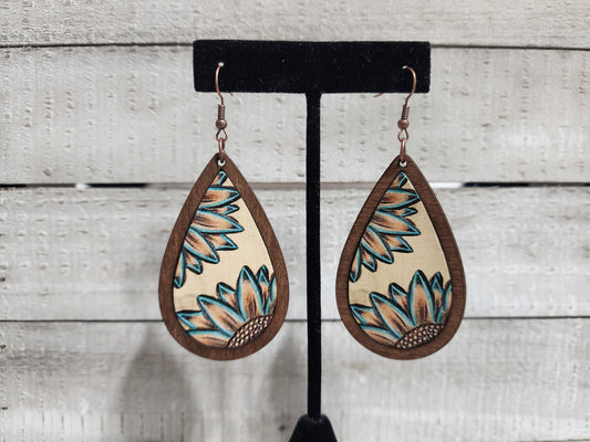 Sunflower Wood Earrings