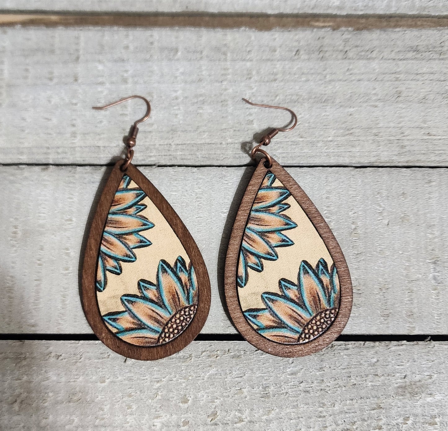 Sunflower Wood Earrings