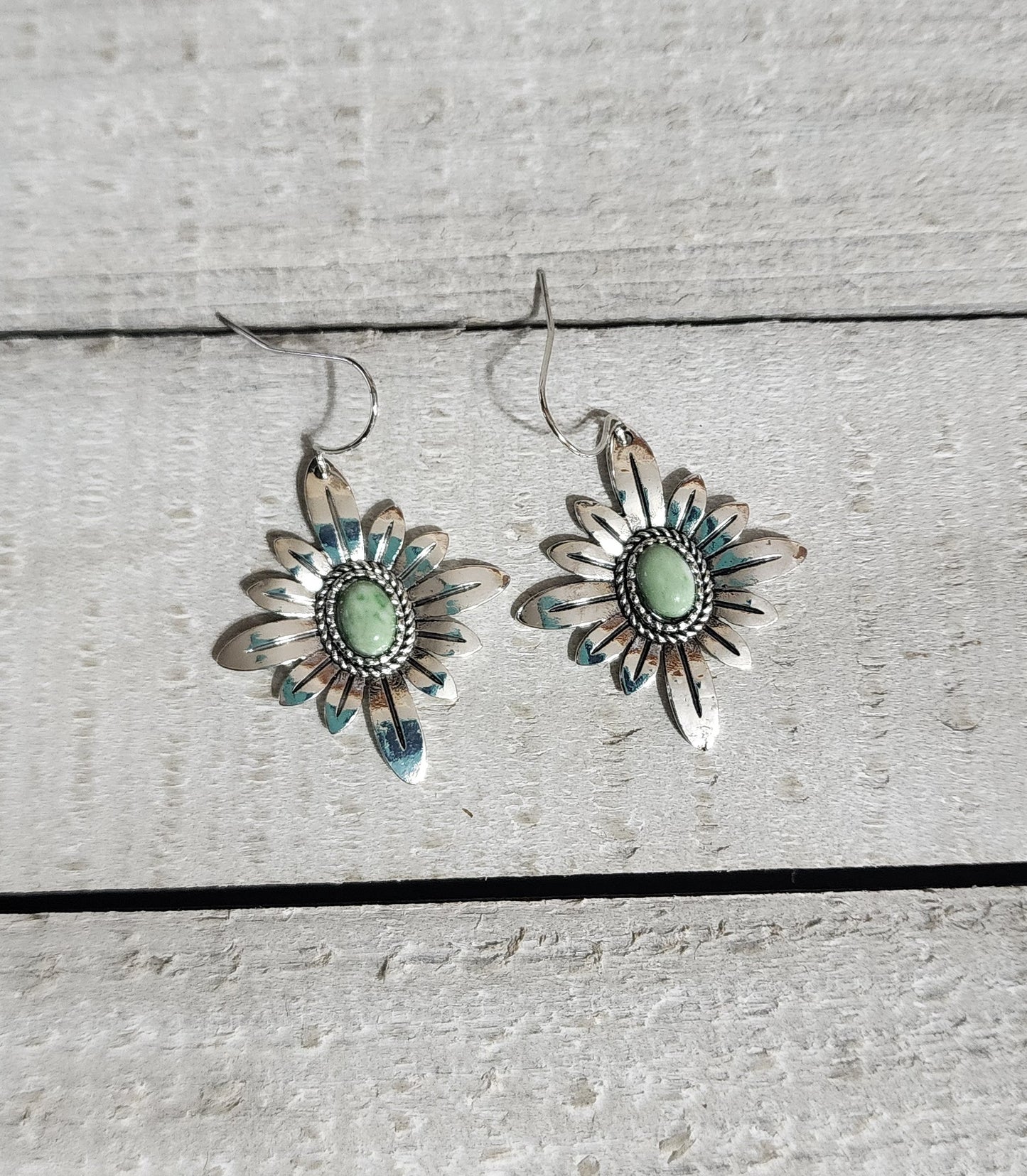 Silver Sunflower Earrings