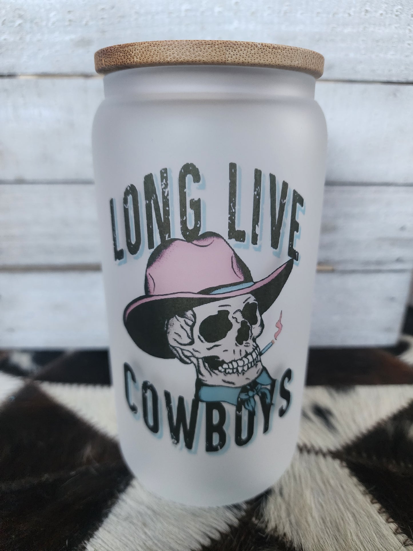 Long Live Cowboys Frosted Glass