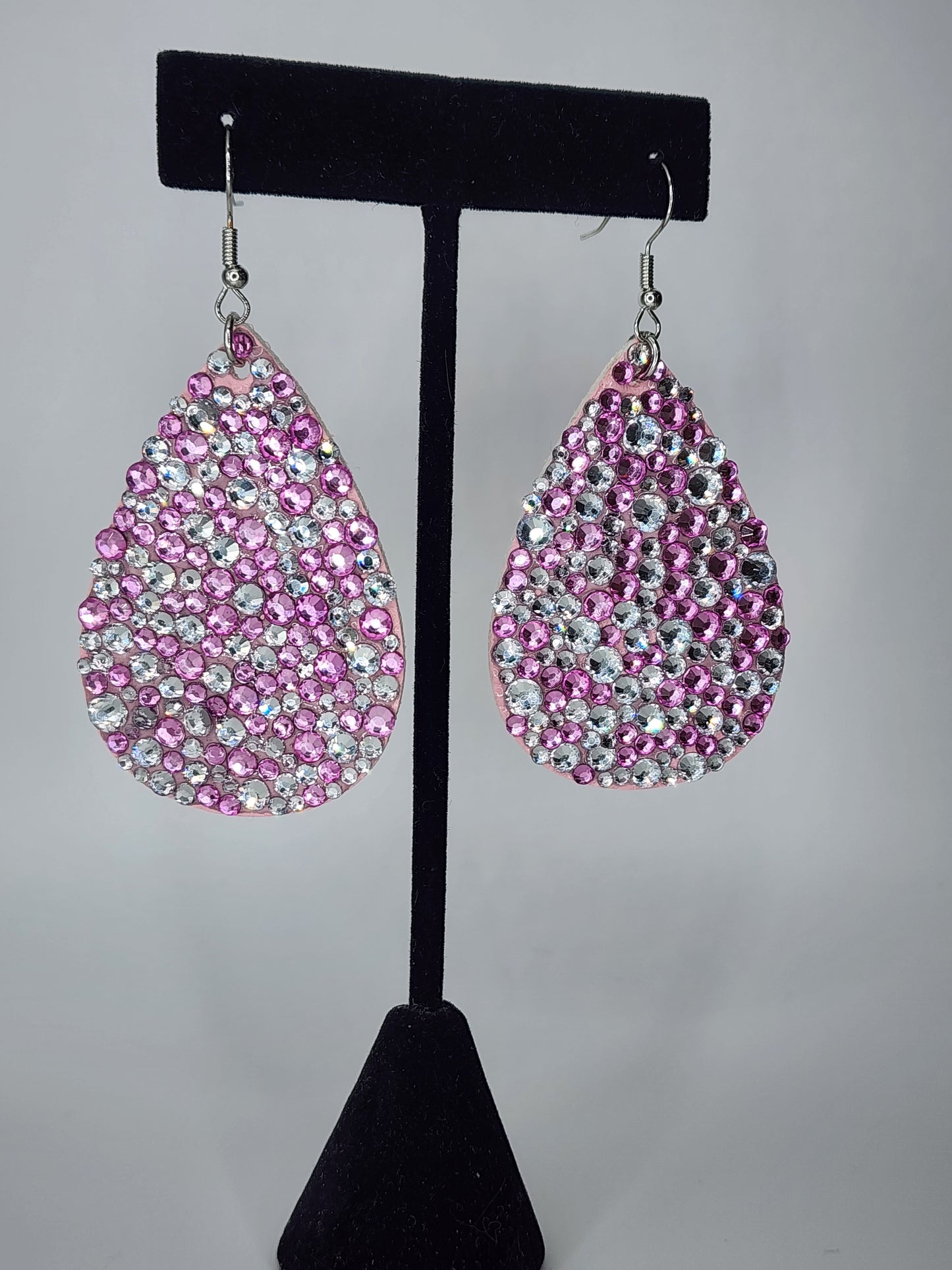 Pink Rhinestone Teardrops