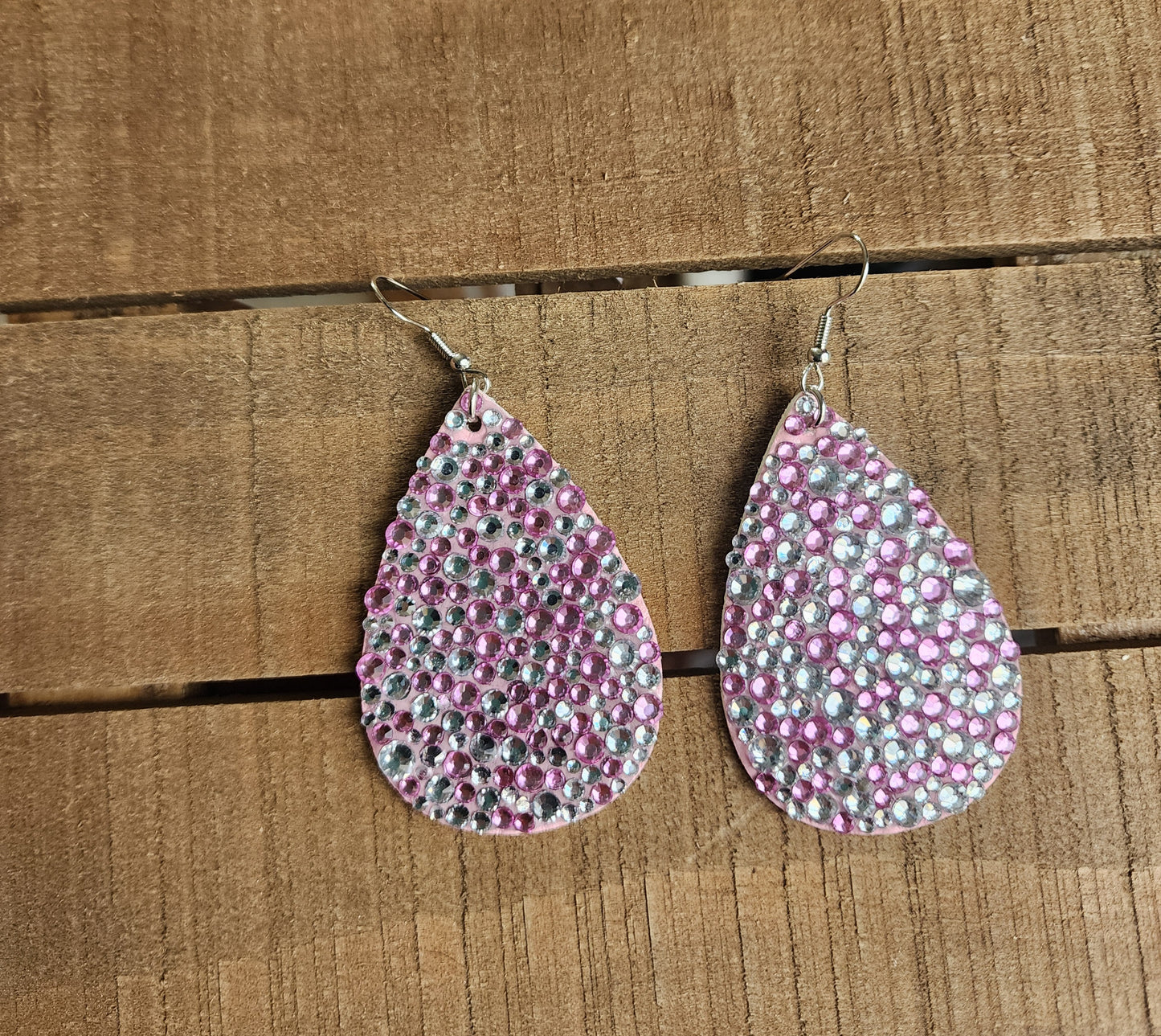 Pink Rhinestone Teardrops