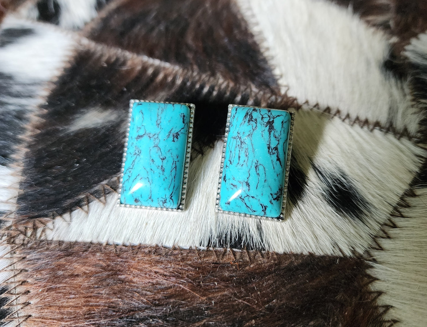 Large Square Stone Earrings