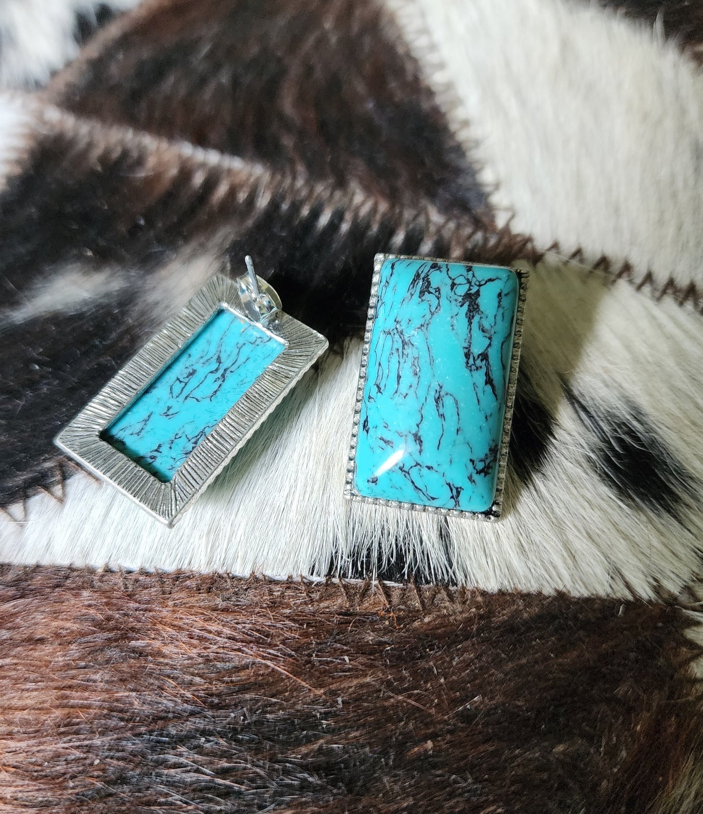 Large Square Stone Earrings