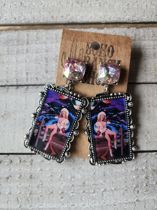 Cosmic Cowgirl Glass Earrings