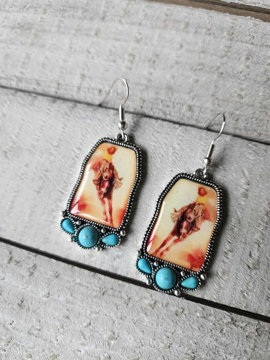 Saddle Bronc Glass Earrings