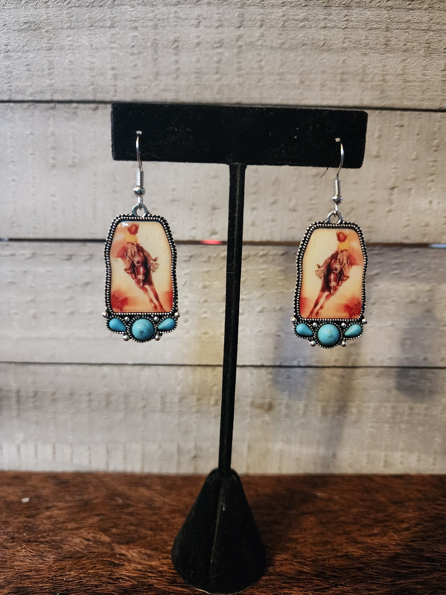 Saddle Bronc Glass Earrings