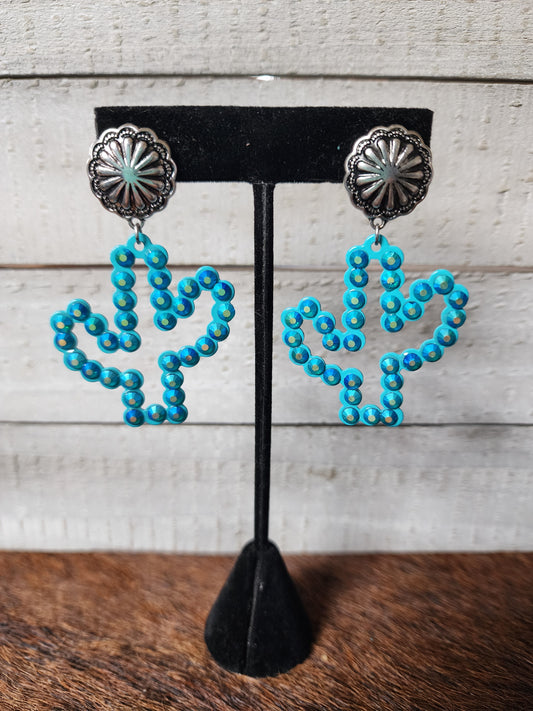 Rhinestone Cactus Earrings