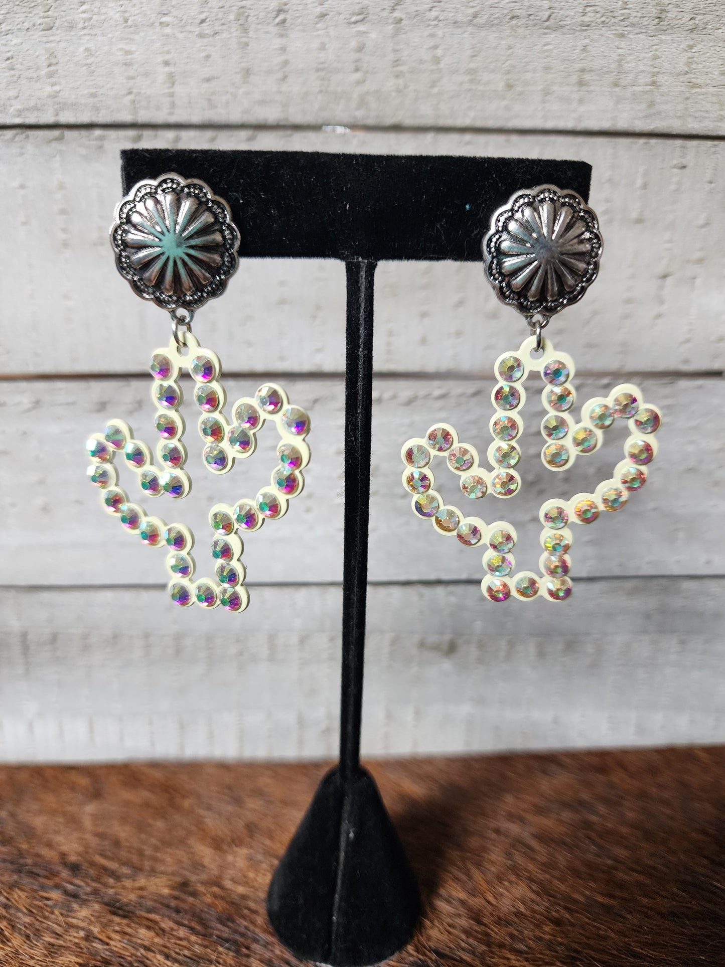 Rhinestone Cactus Earrings