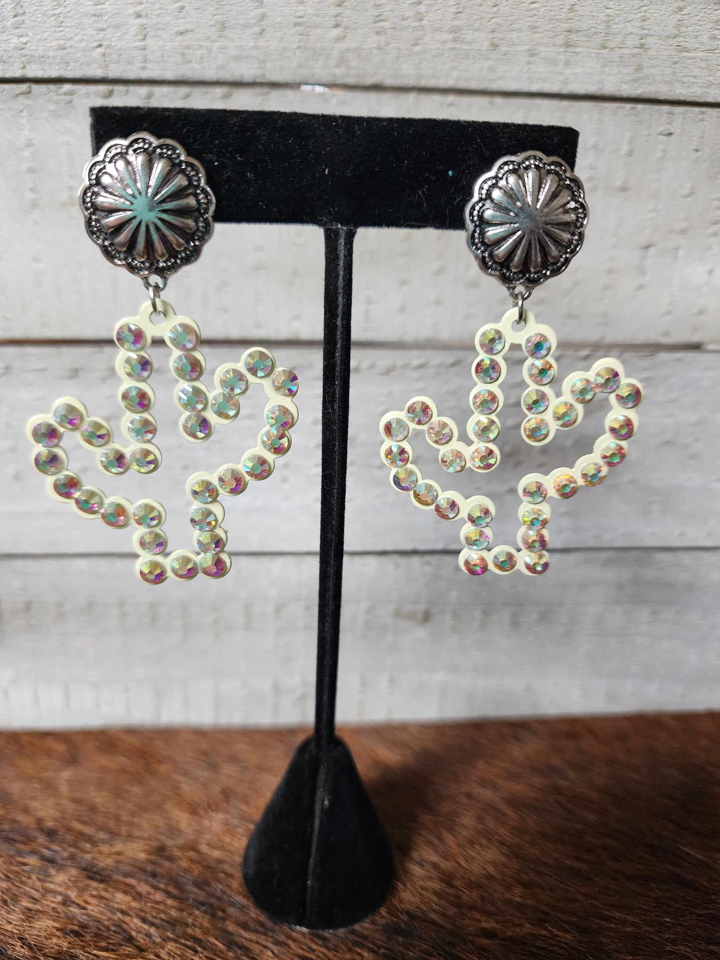 Rhinestone Cactus Earrings