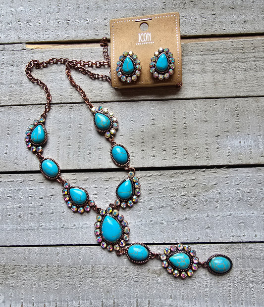 Turquoise & Rhinestone Set